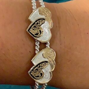 Cuff bracelet silver and a hint of gold (color)